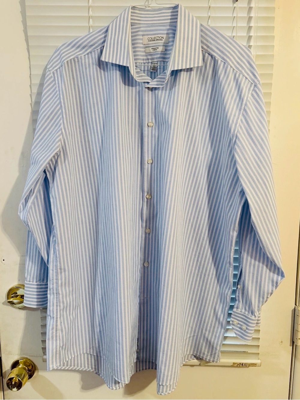Michael Strahan Collection Men’s Dress Shirt 18 34/35 Regular Fit Checkered